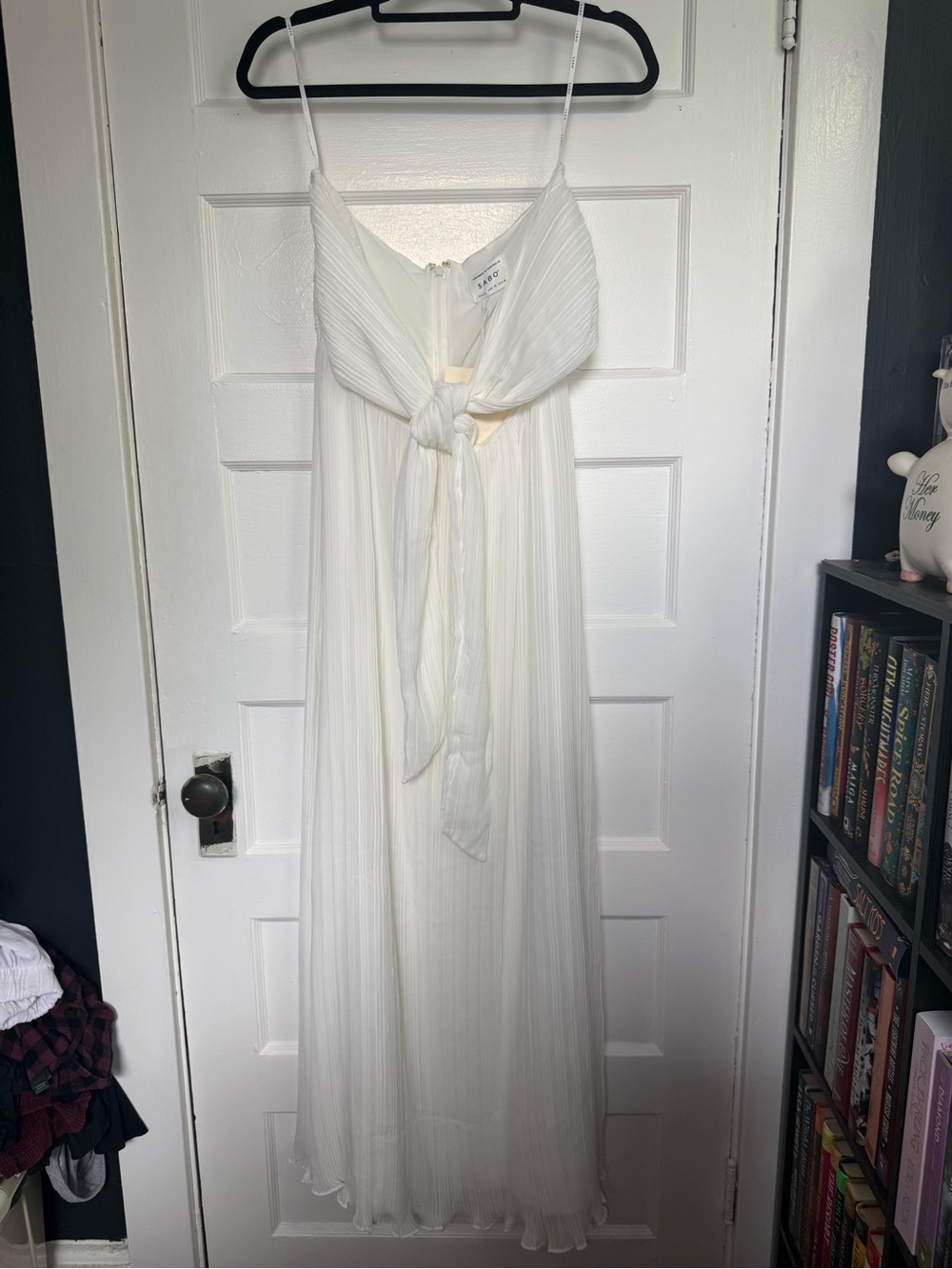 Sabo Skirt White Pleated Maxi Dress with Front Tie Effortless Boho Chic Bride 8